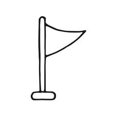 flag white icon sketch. isolated object on white background