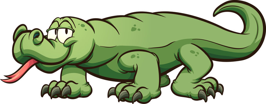 Komodo dragon.  Vector clip art illustration with simple gradients. All in a single layer. 