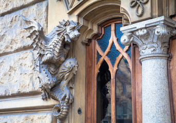 TURIN, ITALY - Dragon on Victory Palace facade