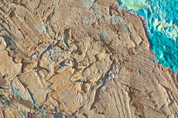 Close up of  painting texture with brush strokes and palette knife strokes. Suitable for creative ideas, backgrounds and  textures.