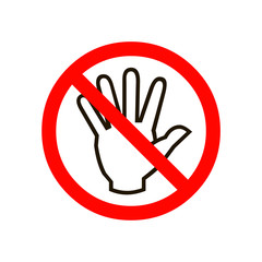the sign of the stop. the hand in the red circle.