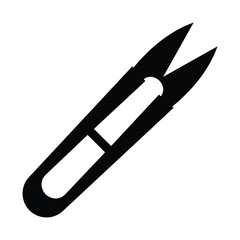 A black and white silhouette vector of a pair of seam rippers