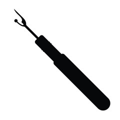 A black and white vector silhouette of a thread unpicker