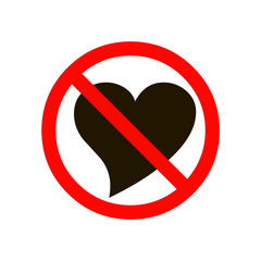 No love heart sign, vector isolated symbol.