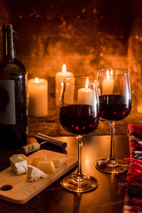 wine and a fire
