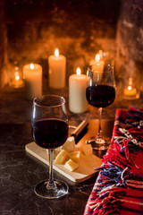 wine and a fire