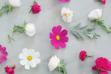 Naklejka na ściany i meble Flowers composition. Frame made of english rose flowers