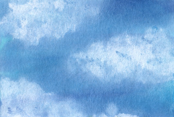 Watercolor sky with clouds