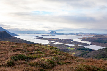 Wanderlust to Hjortheia mountain in Bronnoy municipality, autumn in Northern Norway	