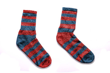 Festive multi-colored striped socks.