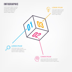 Thin line minimal infographic design template. Minimal 3D infographics. Vector element for infographic