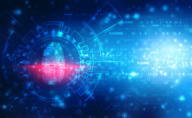 fingerprint Scanning Identification System. Biometric Authorization and Business Security Concept. digital illustration