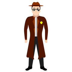 Isolated cute detective cartoon character. Vector illustration design