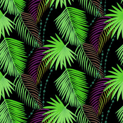 Palm leaves seamless pattern