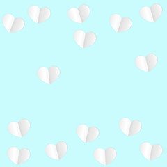 Paper Hearts Origamy Confetti Background.