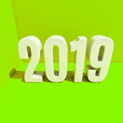 New Year Red 2019 Creative Design Concept 3D Rendered Image