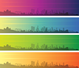 Los Angeles Multiple Color Gradient Skyline Banner