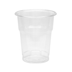 Empty plastic takeaway or disposable plastic cup / glass isolated on white background including clipping path