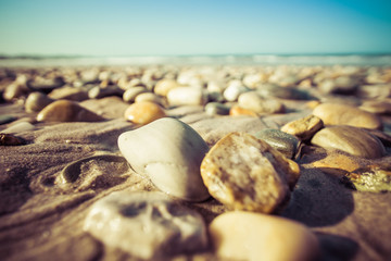 natural walpaper, sea and stones on sunny day