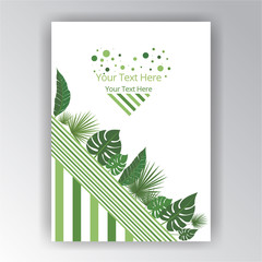 Floral geometric page decoration for web and print, palm leafs and geometric  decoration white health care concept , nature ariented