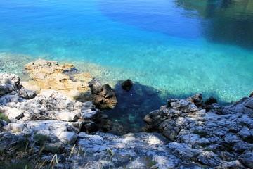 Naklejka na ściany i meble christal clear blue bay, island Losinj, Croatia