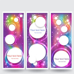 Fototapeta na wymiar Abstract space blured design backgrounds set. Purple pink yellow , blue. Colourful web and print banner, template, pattern, concept.