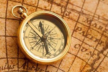 Compass on Old Map