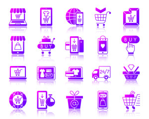 Online Shop simple gradient icons vector set