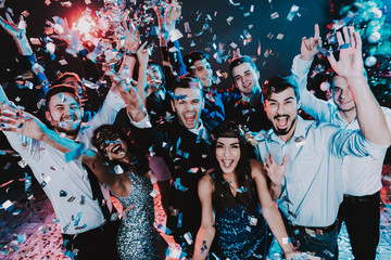 Smiling People Celebrating New Year on Party.