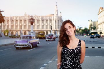 Beautiful  hispanic girl in Old Havana