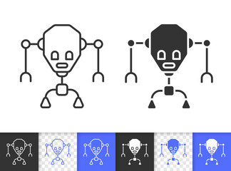 Robot simple black line vector icon
