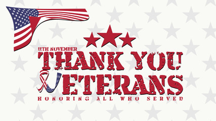 11 noveber veterans day, Thank you veterans illustration with american flag