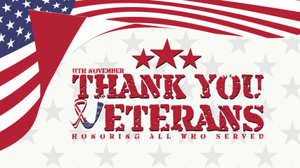 11 noveber veterans day, Thank you veterans illustration with american flag