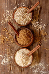 Oatmeal, brown sugar and almond flour.