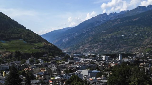 Panorama of Visp in Switzerland - Time Lapse Video