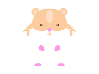 Hamster. White hamster with brown spots on a white background. Flat vector illustration.