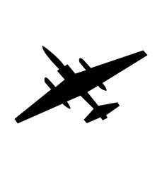 Fototapeta na wymiar Black silhouette of an airplane, isolated on white