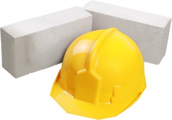 Bricks And Safety Helmet - Isolated