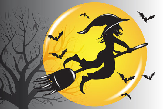 Halloween Witch Silhouette Vector