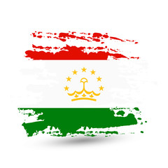 Grunge brush stroke with Tajikistan national flag