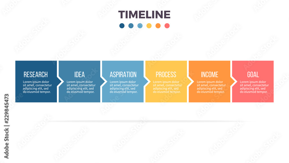 Wall mural business infographics. timeline with 6 steps, options, squares. vector template.