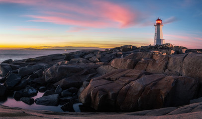 Peggys Point Lighthouse after sunset