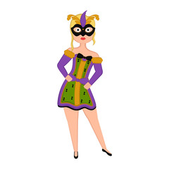 Girl with a mardi gras costume. Vector illustration design