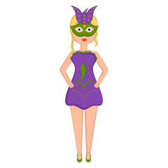 Girl with a mardi gras costume. Vector illustration design