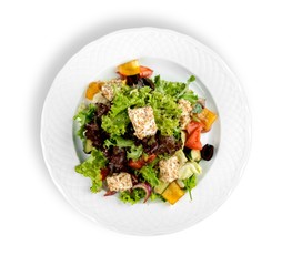 fresh vegetable salad isolated on white background