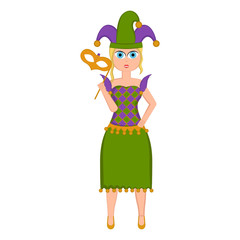 Girl with a mardi gras costume. Vector illustration design