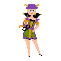 Girl with a mardi gras costume. Vector illustration design