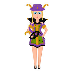 Girl with a mardi gras costume. Vector illustration design