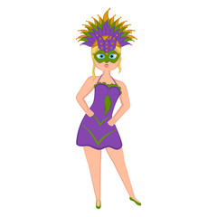 Girl with a mardi gras costume. Vector illustration design