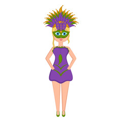 Girl with a mardi gras costume. Vector illustration design